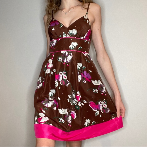 Vintage Guess 100% Silk Floral Mini Dress - Picture 1 of 6